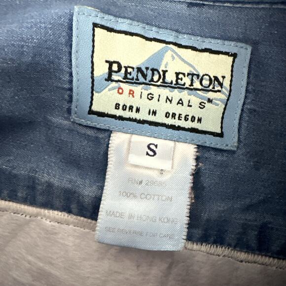 Pendleton Shirt Womens Small Blue Vintage Chambray Denim Button Country Patch - Picture 6 of 12